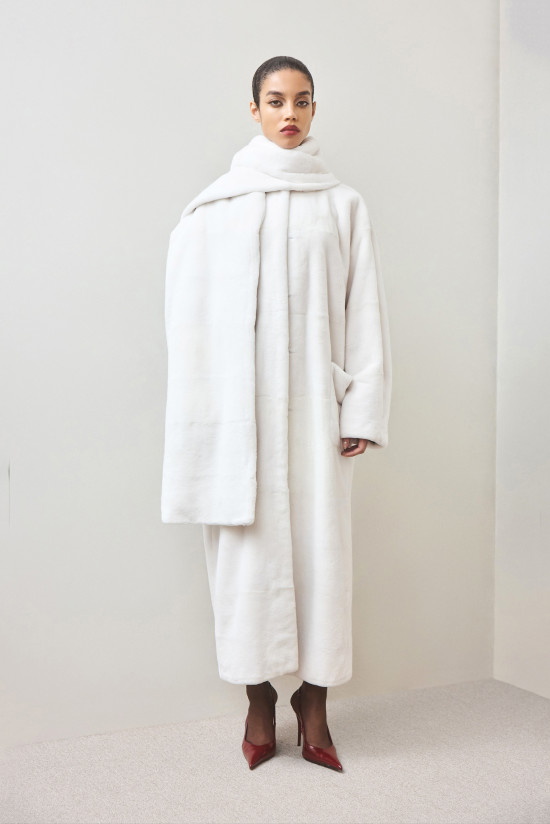 COLLECTION - Пальто из меха стриженной норки с шарфом